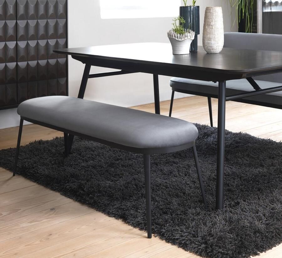 Giga Living Bankje Gain 140 cm Steel Grijs Velvet