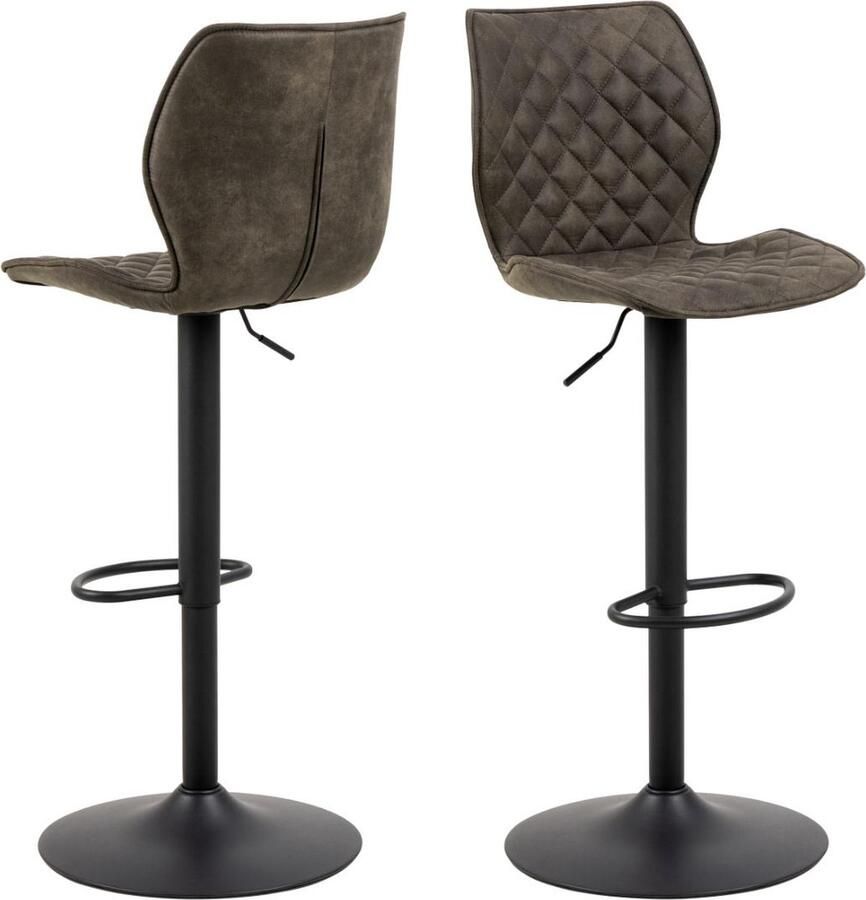 Giga Living Barkruk Grijs Set Van 2 Stof & Staal 45 5x51x116 cm Barkruk Henriëtte