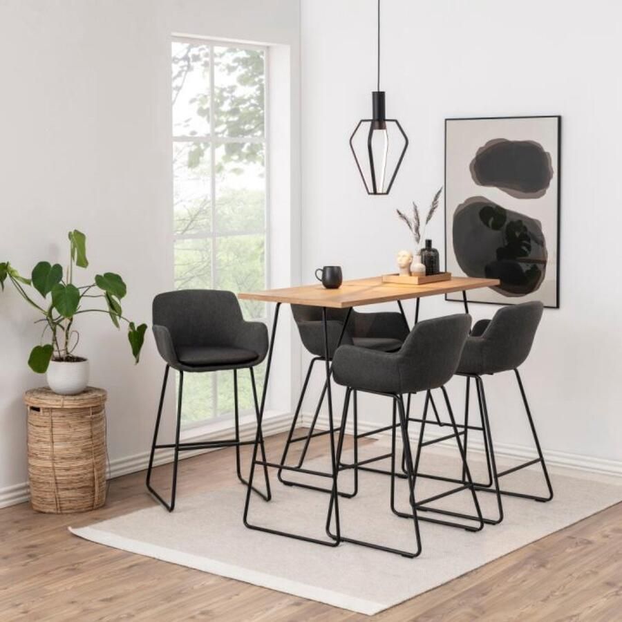 Giga Living Barkruk Larka Donkergrijs Stof Zithoogte 76cm Set van 2