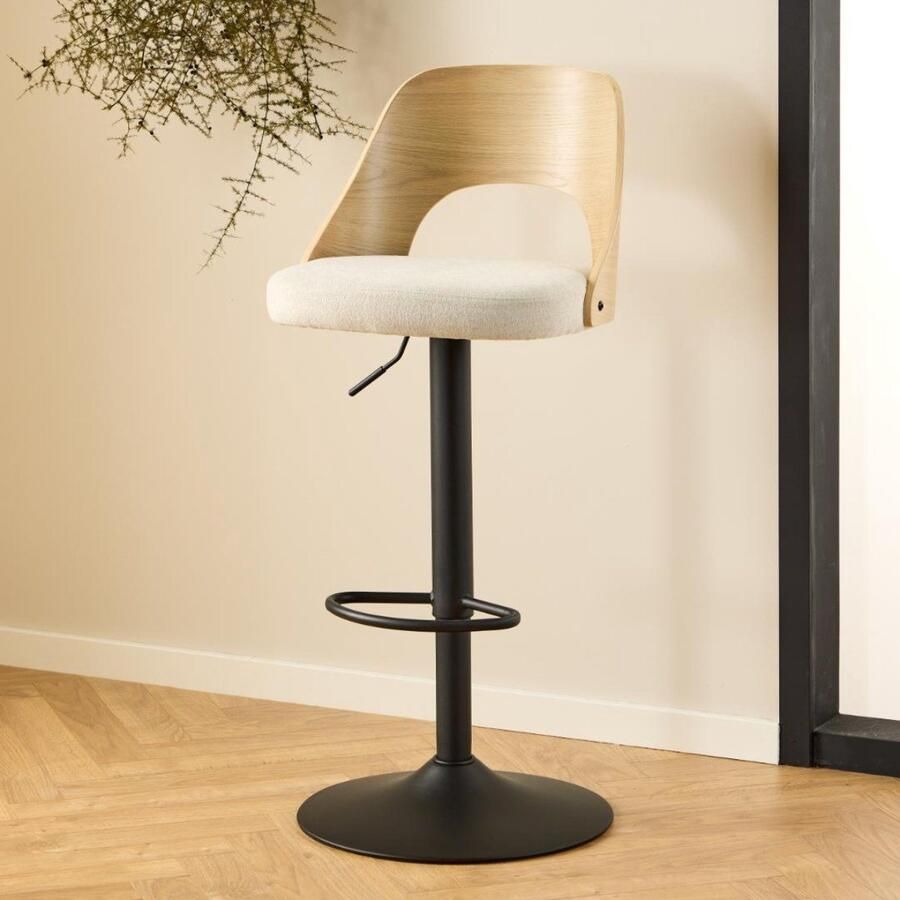 Bendt Draaibare Barkruk Vila Beige Naturel (zithoogte 62-84cm)