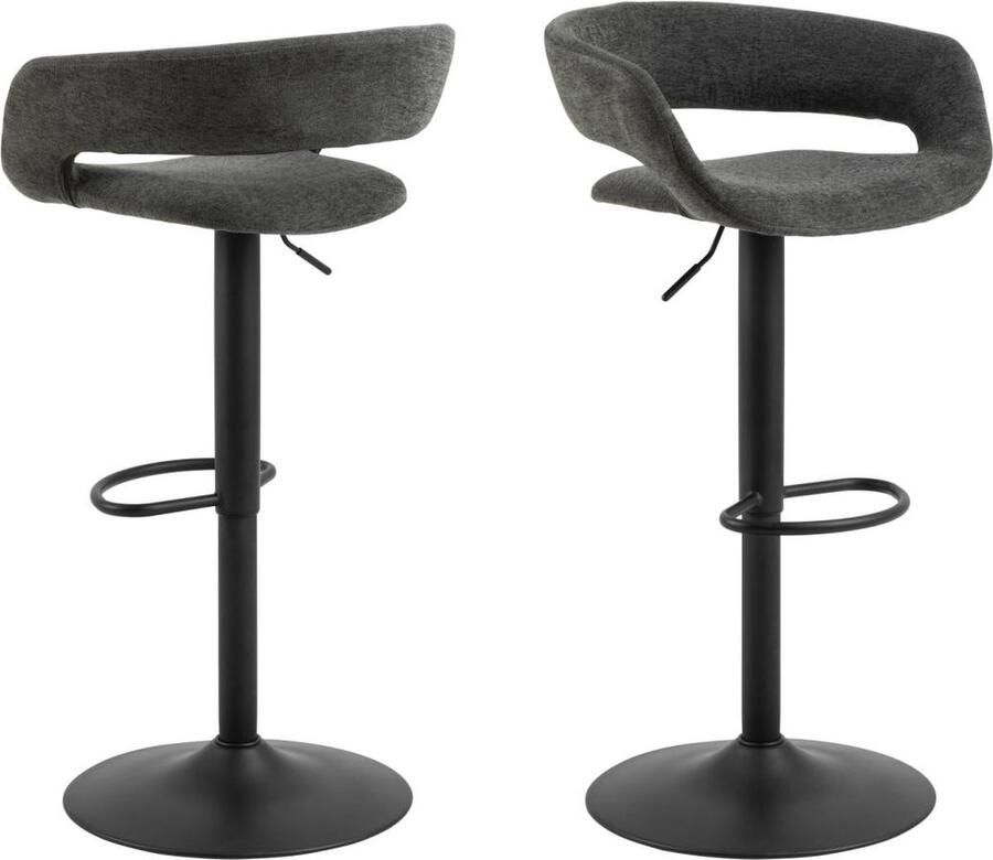 Giga Living Barkruk Grijs Set Van 2 Stof & Staal 54 5x49x101 cm- Barkruk Nexus