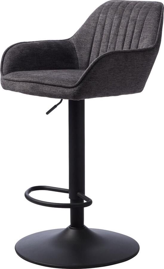 Giga Meubel Giga Living Barkruk Donkergrijs Draaibaar 50x50x89-104cm Nolan Stribe