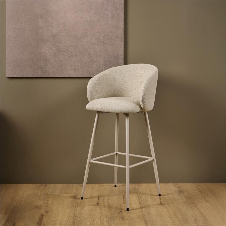 Giga Living Barkruk Skive Beige Stof Zithoogte 78cm Set van 2