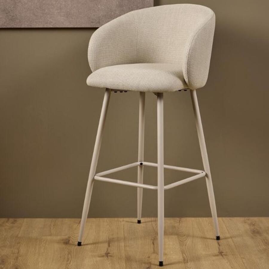 Giga Living Barkruk Skive Beige Stof Zithoogte 78cm Set van 2 - Foto 5