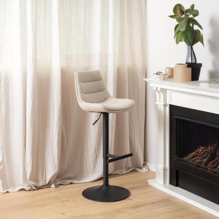 Giga Living Barkruk Stof Beige Draaibaar 47x53x95cm Meau Set van 2