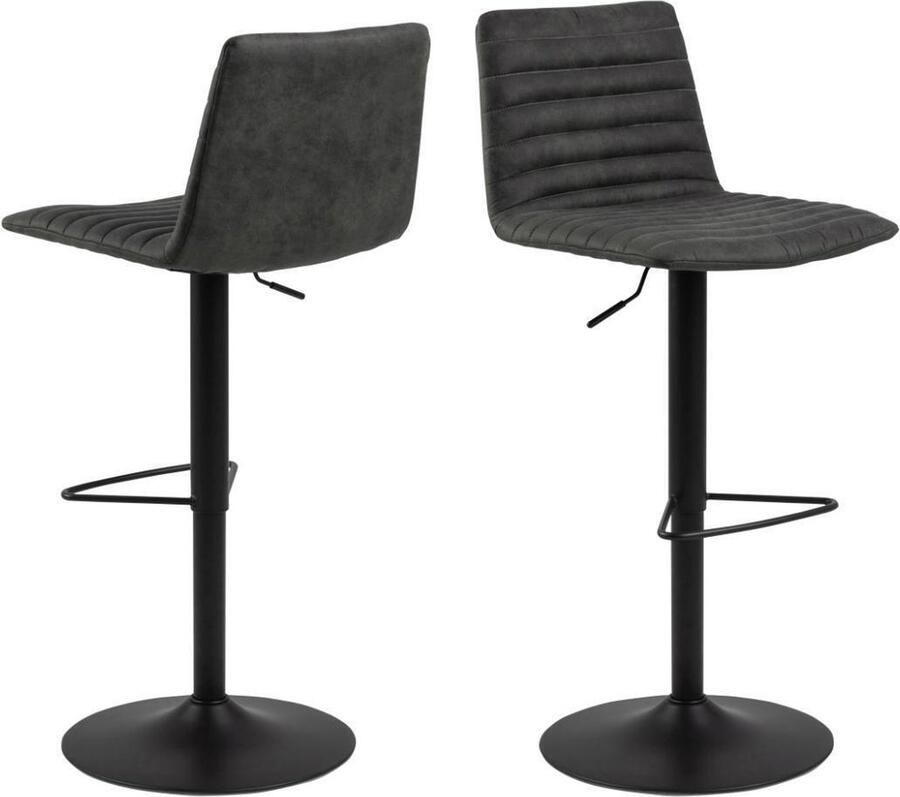 Giga Living Barkruk Stof Grijs Draaibaar Zithoogte 60 5-82cm Chelsea Set van 2