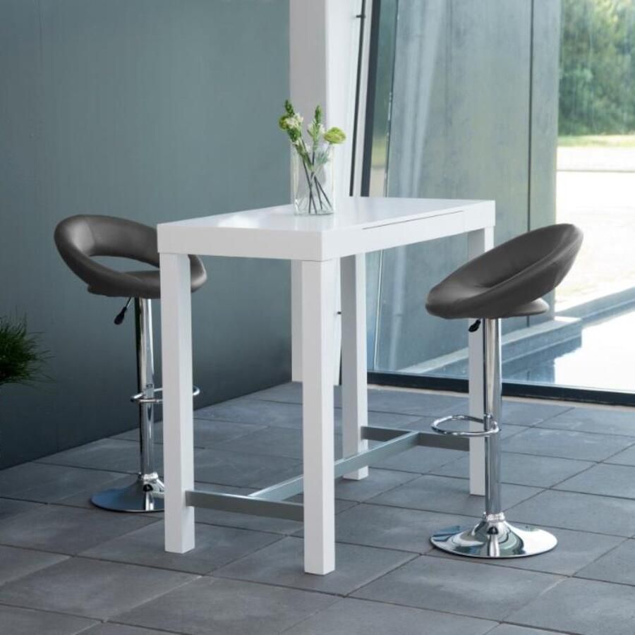 Giga Living Barkruk Trana Grijs PU Leer Zithoogte 79cm