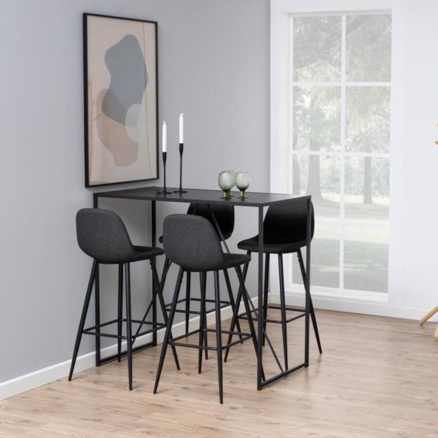 Giga Living Barkruk Willy Grijs Zwart Zithoogte 75cm Set van 2