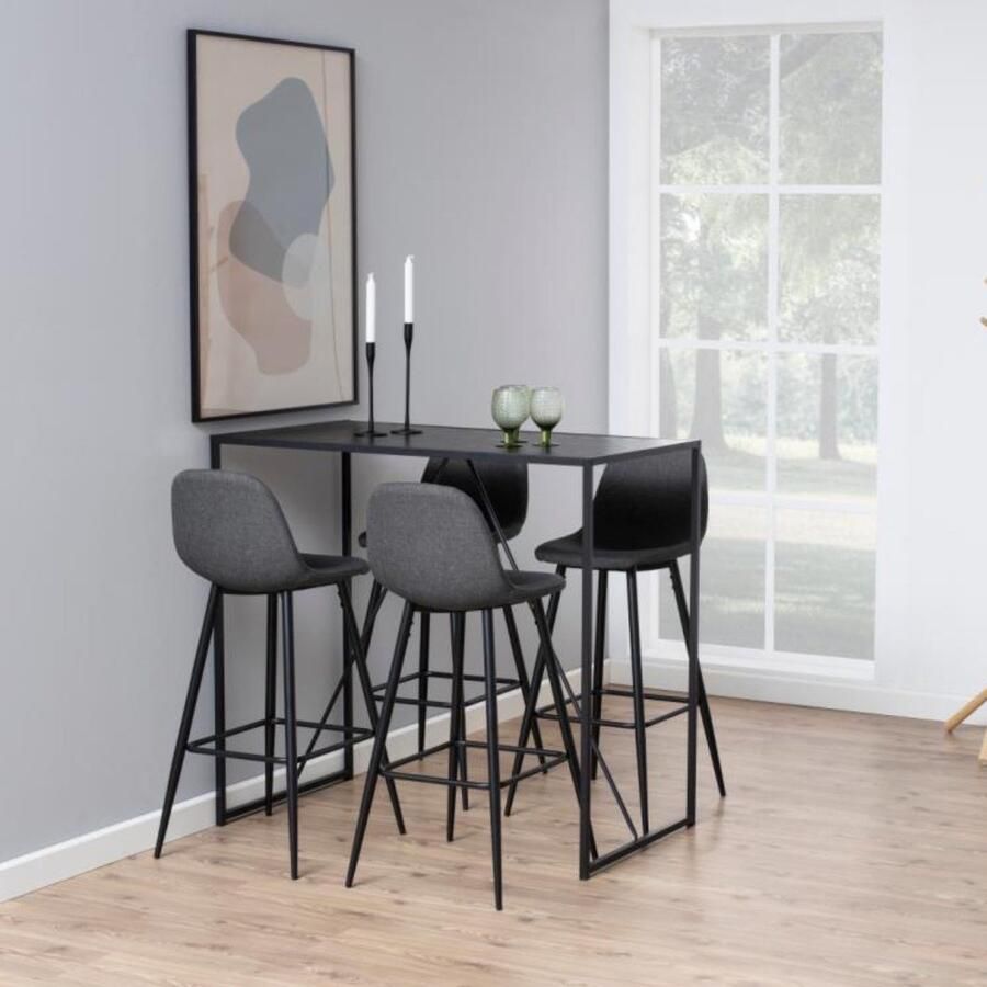 Giga Living Barkruk Willy Lichtgrijs Zwart Zithoogte 75cm Set van 2 - Foto 2