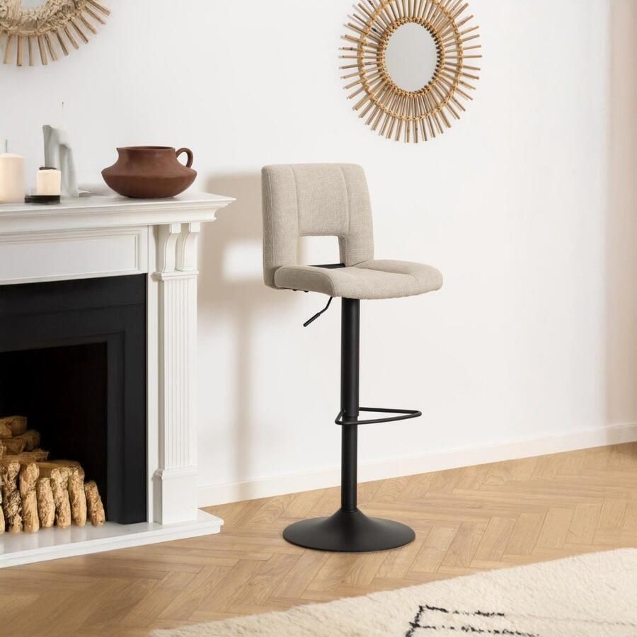 Giga Living Barkruk Wistad Beige Stof Zithoogte 83cm Set van 2