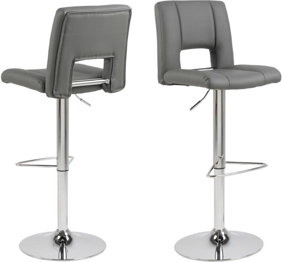 Giga Living Barkruk Wistad Grijs PU Leer Zithoogte 83cm Set van 2 - Foto 2