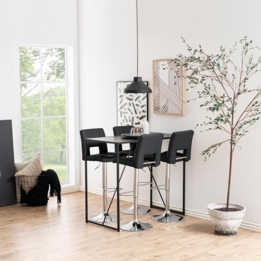 Giga Living Barkruk Wistad Grijs PU Leer Zithoogte 83cm Set van 2