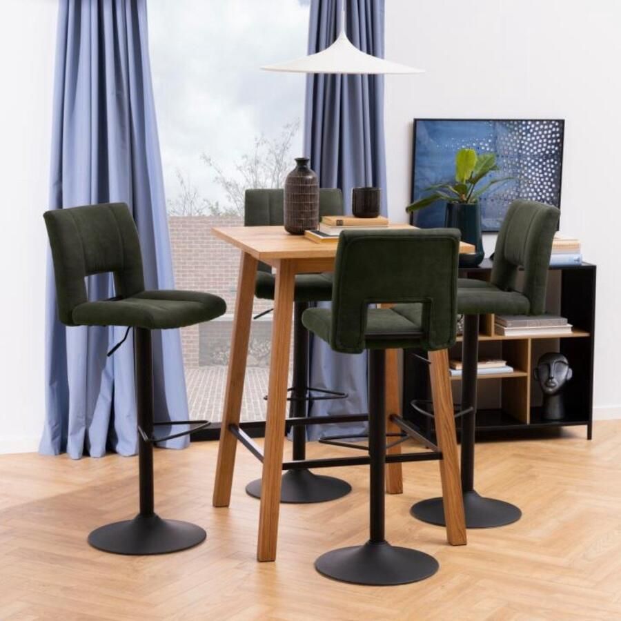 Giga Living Barkruk Wistad Groen Zwart Zithoogte 83cm Set van 2