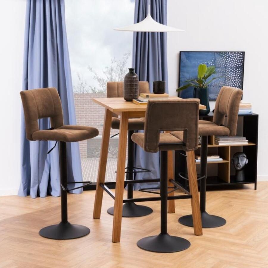 Giga Living Barkruk Wistad Lichtbruin Zwart Zithoogte 83cm Set van 2