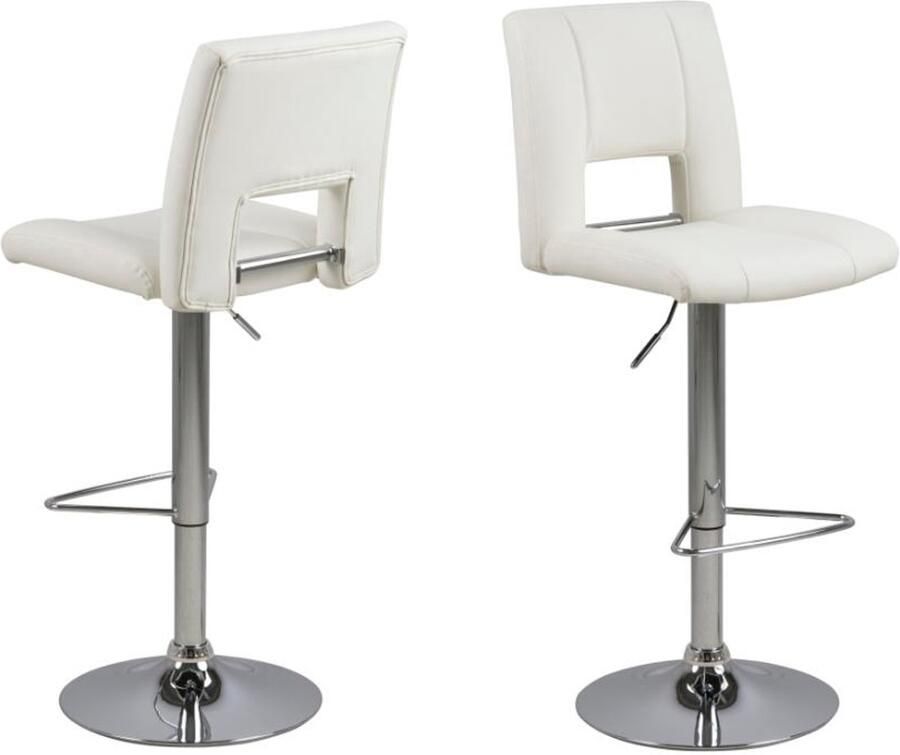 Giga Living Barkruk Wistad Wit PU Leer Zithoogte 83cm Set van 2