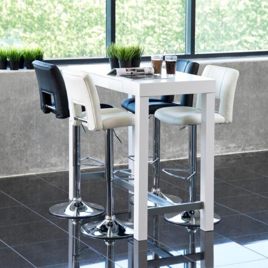 Giga Living Barkruk Wistad Zwart Zilver PU Leer Zithoogte 83cm Set van 2