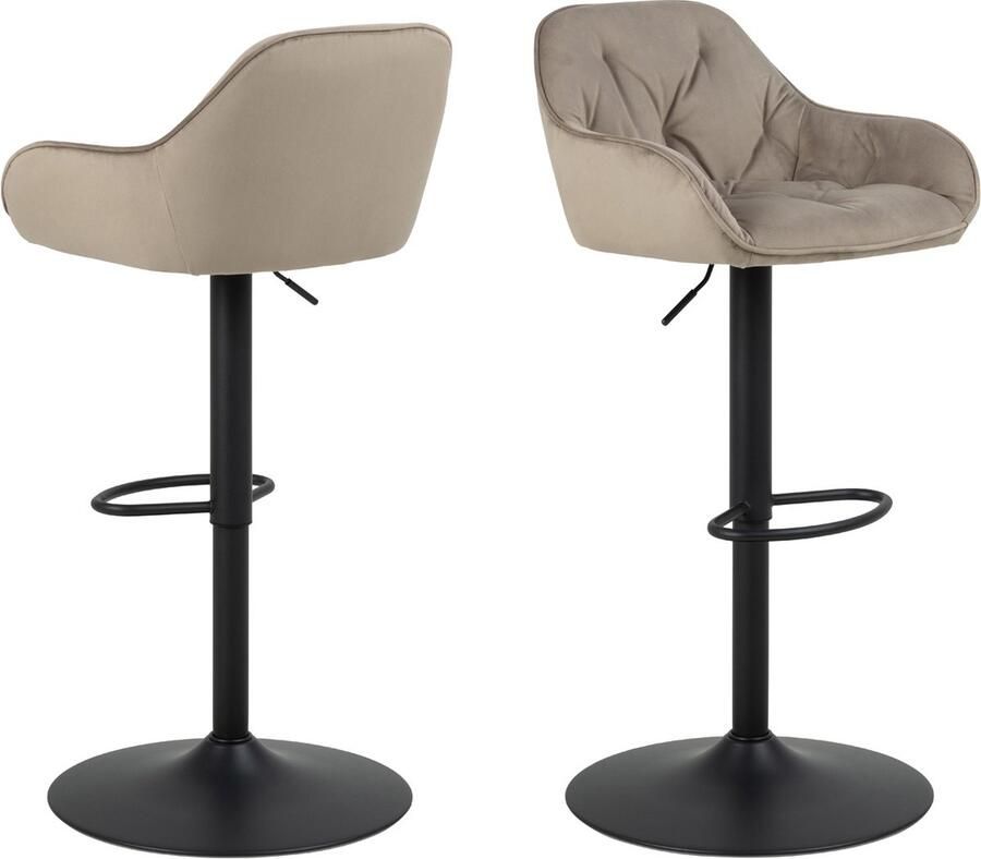 Giga Living Barkruk Beige Verstelbaar Set Van 2 Staal & Velvet 52x52x109cm Barkruk Zion