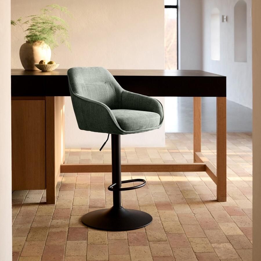 Giga Living Barstoel Avola Groen Stof Verstelbaar Set van 2