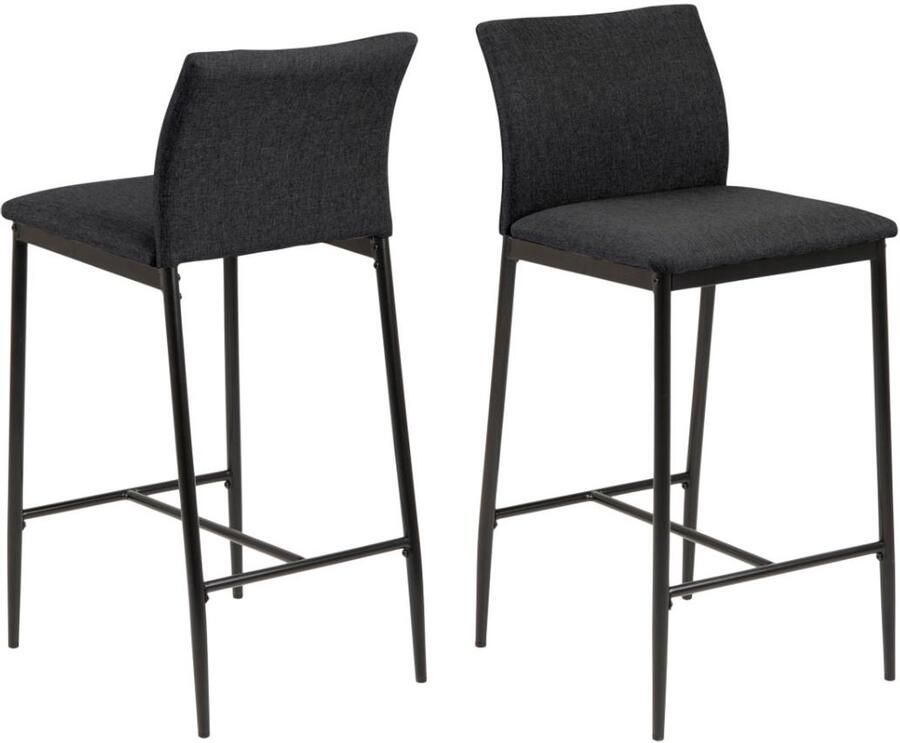 Giga Living Barstoel Grondal Grijs Stof Zithoogte 67cm Set van 2