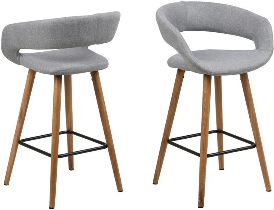 Giga Living Barstoel Gudvik Lichtgrijs Stof Zithoogte 65 5cm Set van 2