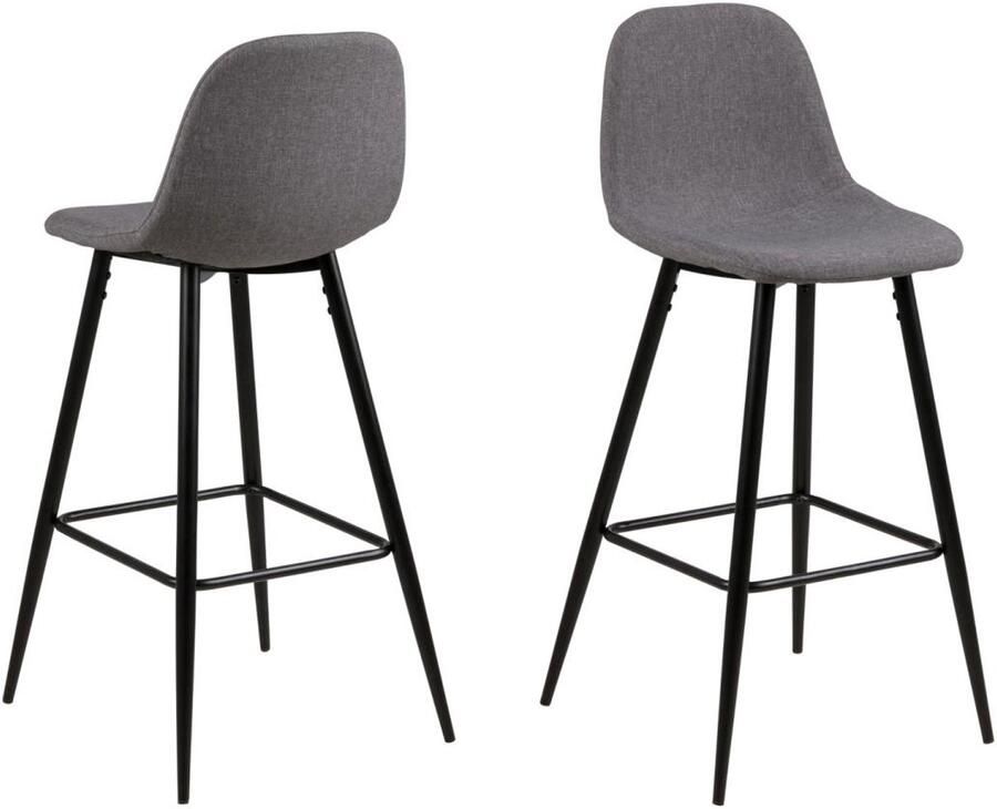 Giga Living Barstoel Lichtgrijs Stof Zithoogte 65cm Willy Set van 2