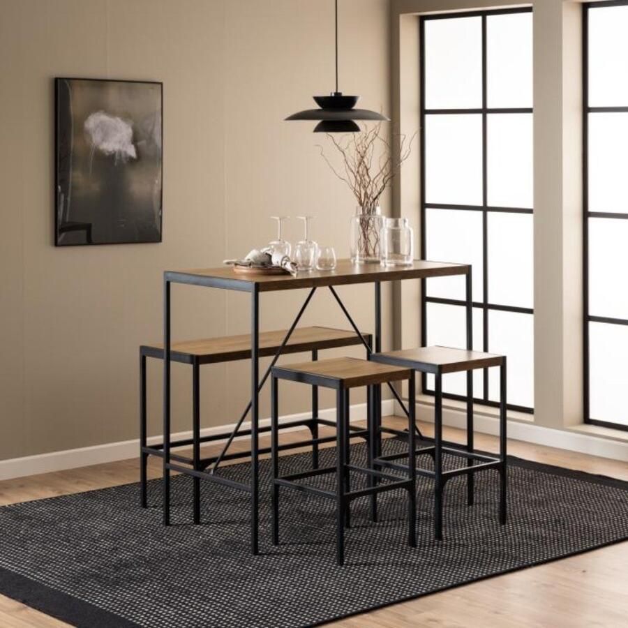 Giga Living Bartafel Barka Rechthoek Naturel Zwart 120x60x105cm