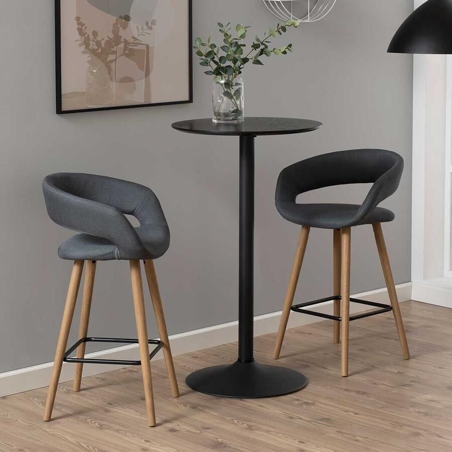 Giga Living Bartafel Ivsta Ash Fineer Mat Zwart Ø60x105cm - Foto 2