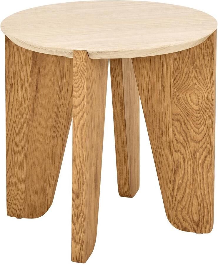 Giga Living Bijzettafel Travertinlook MDF 50x50x50 cm Bijzettafel Derk - Foto 2