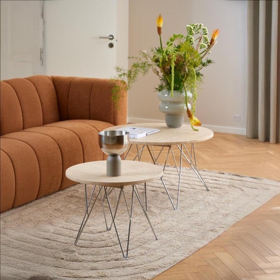 Giga Living Bijzettafel Hermanson 55x55x41 4 cm Beige Travertin