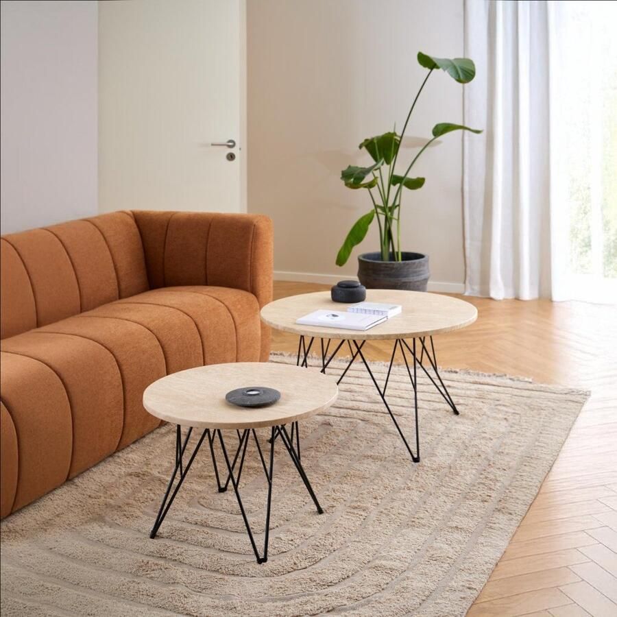 Giga Living Bijzettafel Hermanson 55x55x41 4 cm Beige Zwart