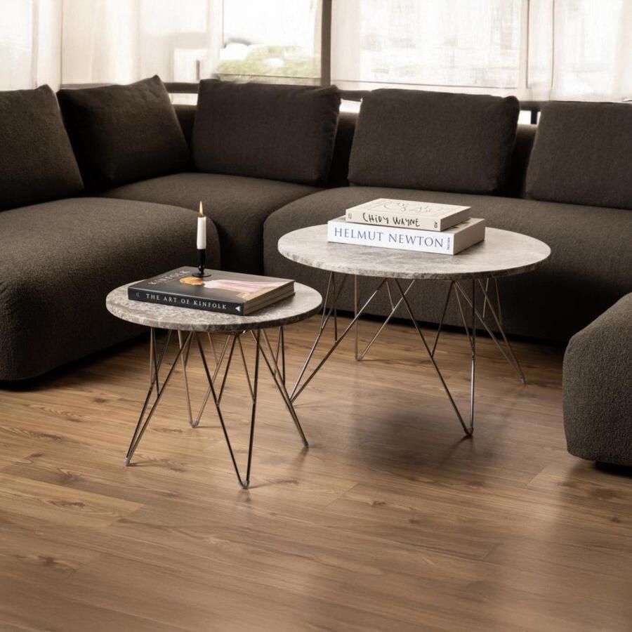 Giga Living Bijzettafel Hermanson 55x55x41 4 cm Bruin Marmer