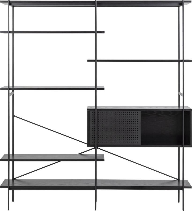 Hioshop Andy wandkast met 5 planken en 1 deur zwart. - Foto 2