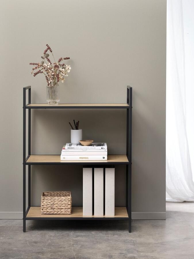 Hygge Interiors Giga Living Boekenkast Naturel Eiken Open Kast 70x35x88 8cm Altino