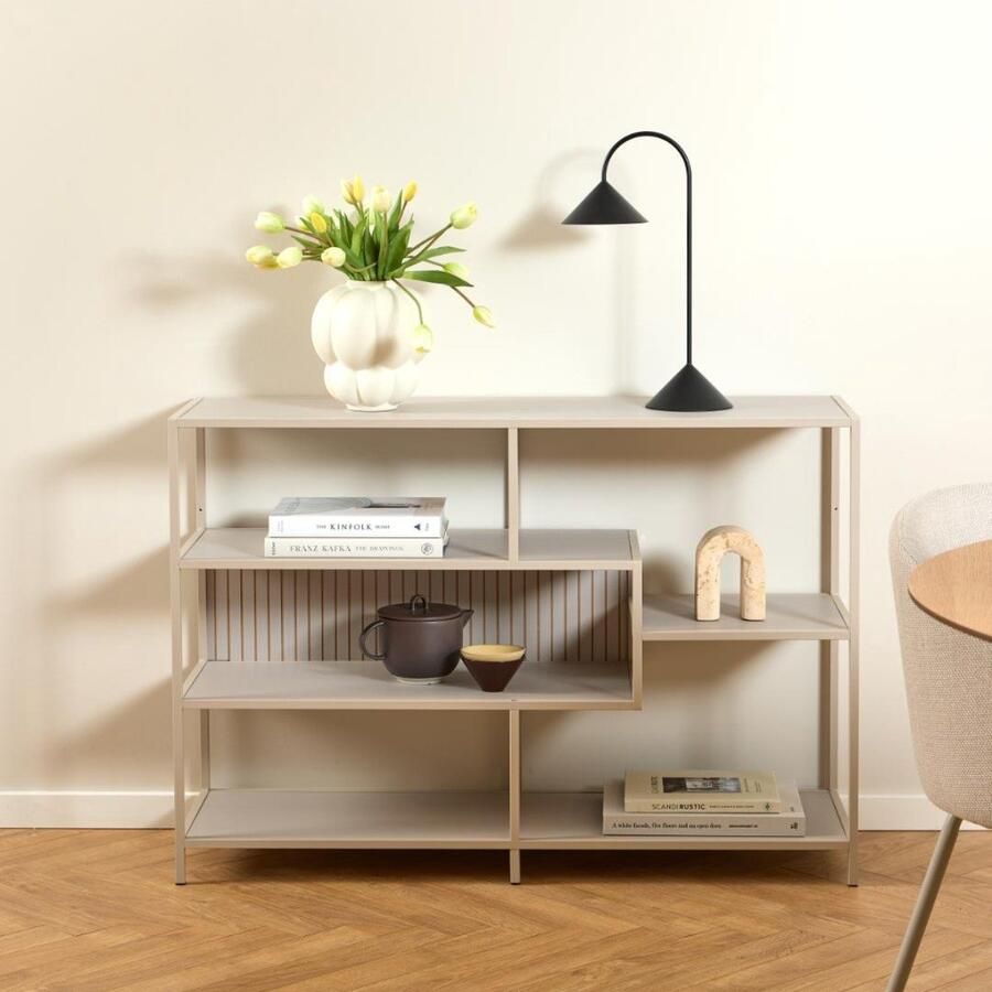 Giga Living Boekenkast Varven Melamine Grijs Open 114cm