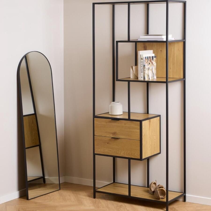 Giga Living Boekenkast Varven Melamine Mat Wild Eiken 185cm