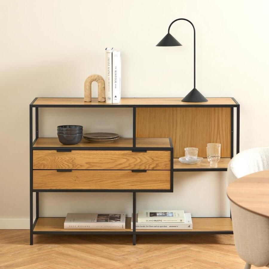 Giga Living Boekenkast Varven Melamine Mat Wild Eiken 114cm