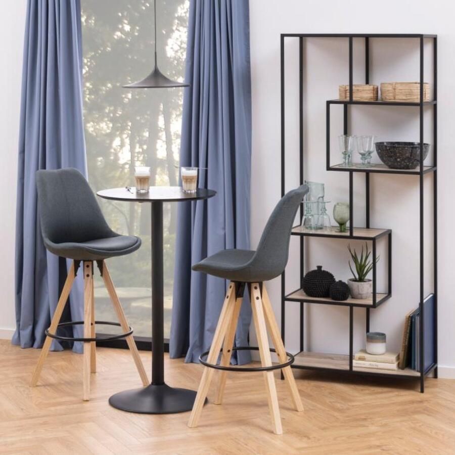 Giga Living Boekenkast Varven Naturel Zwart 6 Vakken 77x35x185cm