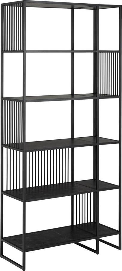 Giga Living Boekenkast Zwart Metaal Open kast 85x35x185cm Diego