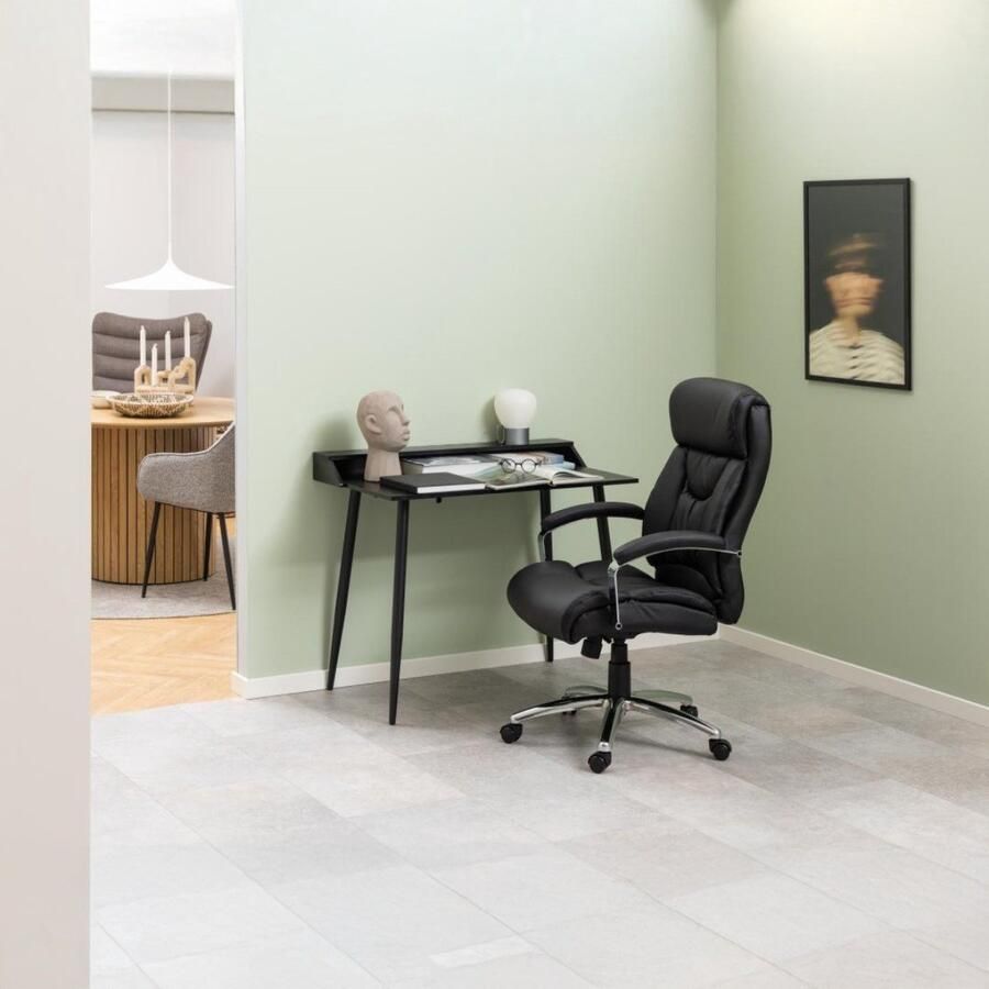 Giga Living Bureaustoel Bjorna Zwart PU Leer Draaibaar 83x65x120cm