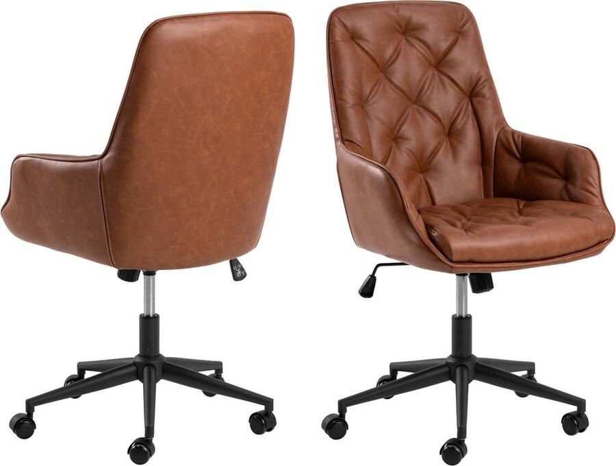 Giga Living Bureaustoel Bruin Kunstleer Draaibaar 60x68x106cm Alleri - Foto 2