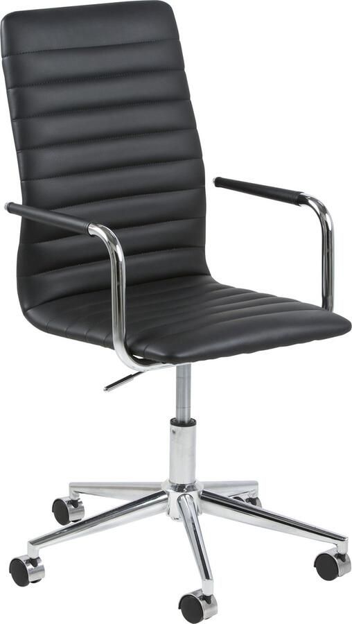 Giga Living Bureaustoel Retro zwart PU leder met zwart metalen poten