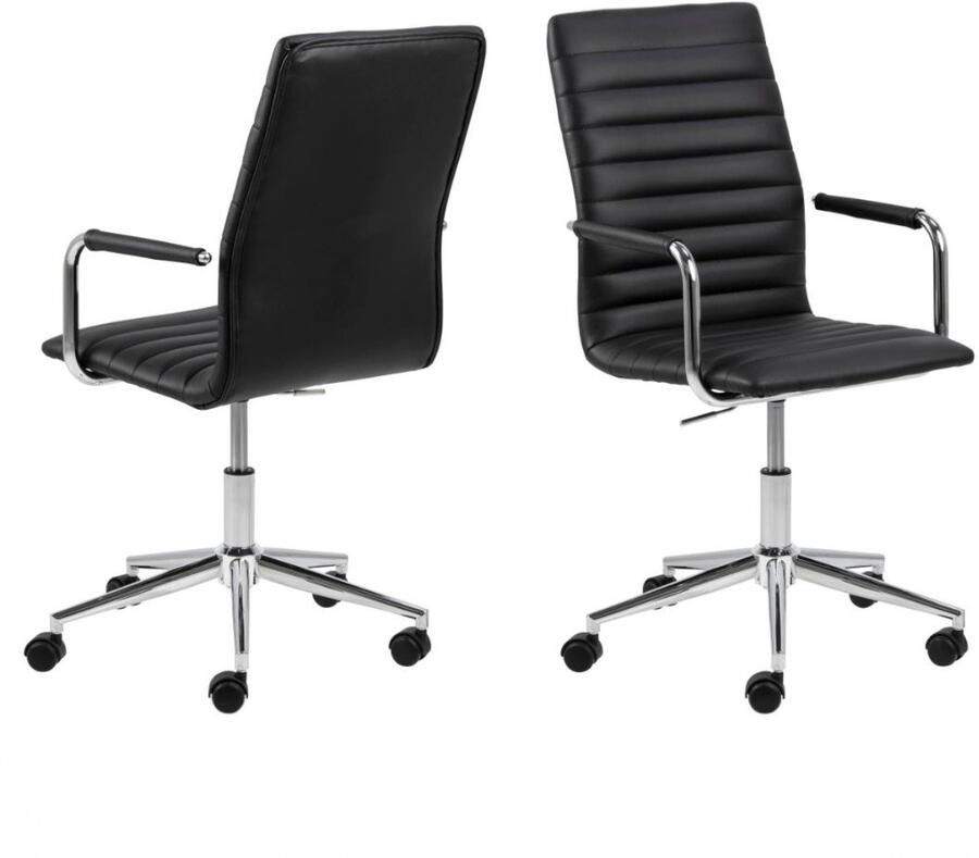 Giga Living Bureaustoel Wistra Zwart Leer Draaibaar 58x51x103cm