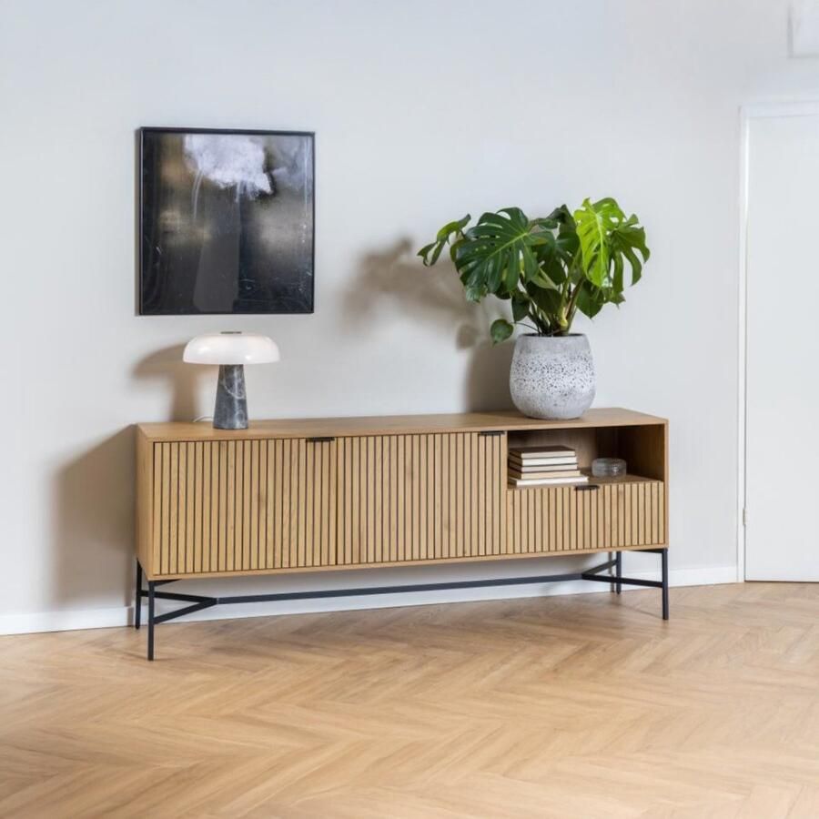 Hioshop Jason dressoir 2 deuren 1 lade 1 plank wild eik decor. - Foto 2