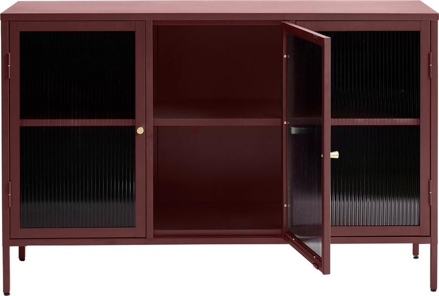 Giga Living Dressoir Metaal Rood 132cm 3-Deurs Soft Closing Kast Bronco - Foto 2