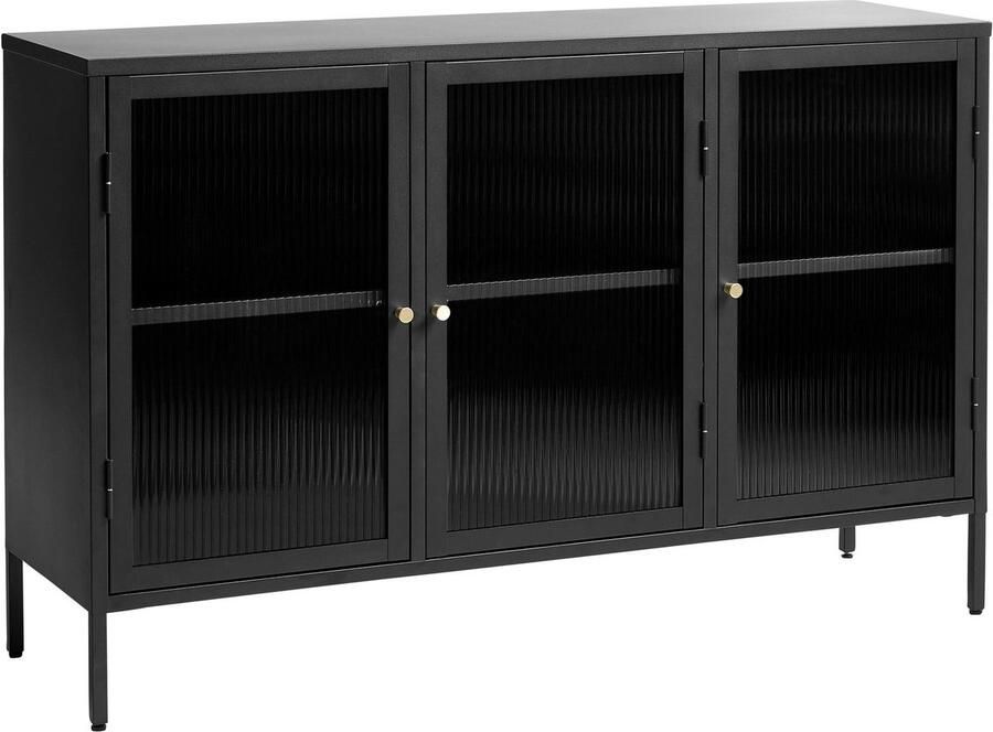 Giga Living Dressoir Metaal Zwart 2 Planken 3-Deurs Soft Closing Kast Bronco