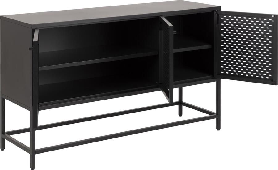 Hioshop Newbor dressoir L125 met 3 metalen gaasdeuren zwart. - Foto 2