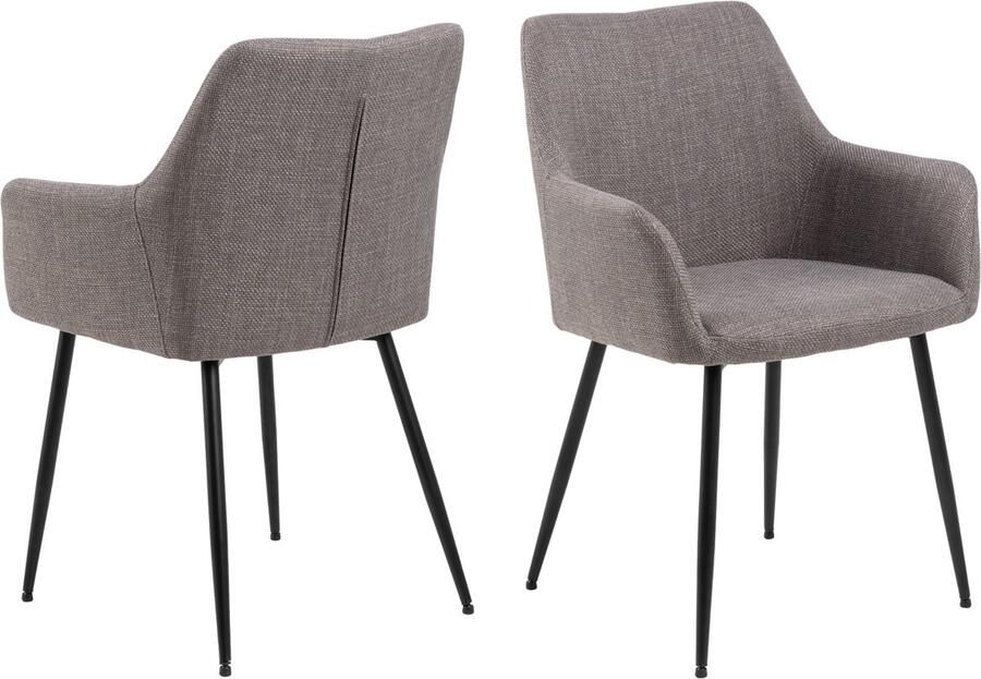 Giga Living Armstoel Lichtgrijs Set Van 2 Stof & Staal 59x59x85 cm Armstoel Alireza