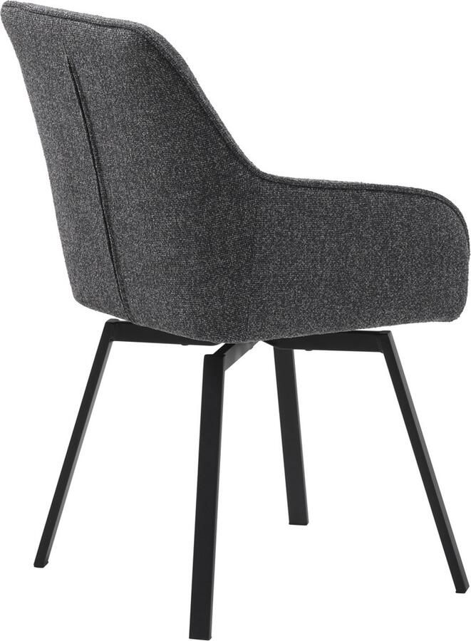Giga Living Eetkamerstoel Draaibaar Donkergrijs Set Van 2 Metaal & Polyester 58x59x83cm Eetkamerstoel Alma