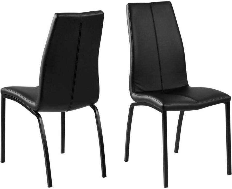 Giga Living Eetkamerstoel Askra Zwart PU Leer 57x44x95cm Set van 4 - Foto 2