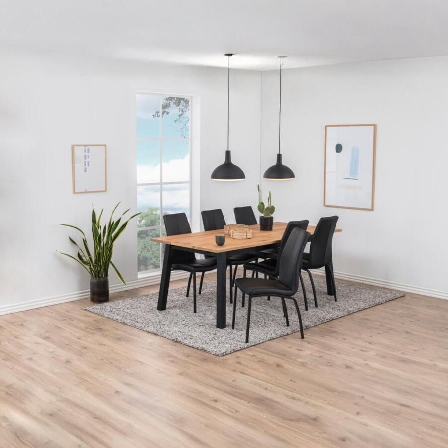 Giga Living Eetkamerstoel Askra Zwart PU Leer 57x44x95cm Set van 4